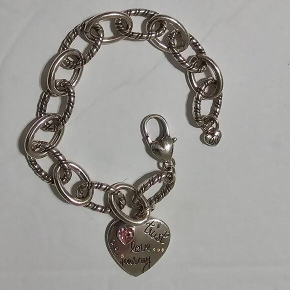 Brighton Pink Crystal Heart‎ Charm October Pink Breast Cancer Awareness Bracelet